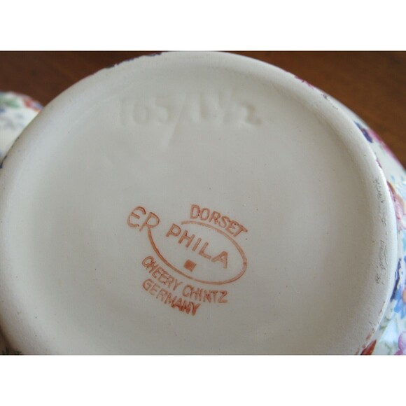 Erphila Dorset Cheery Chintz Sugar Bowl +Lid Vintage China Double Handle Germany - Picture 11 of 12